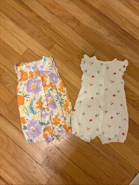 Carter's Girls Floral & Cream Fruit One-Piece Rompers